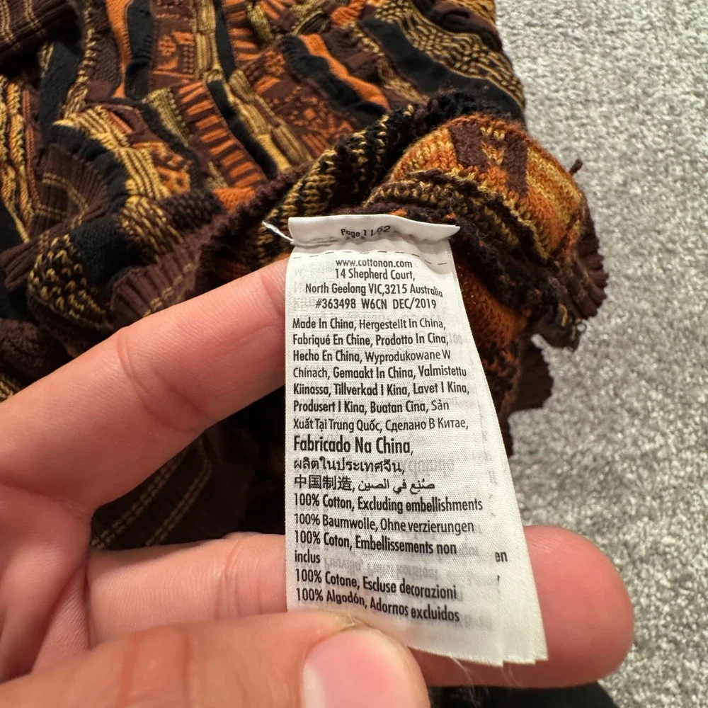 Cotton On Sweater Mens Large Coogi Style 3D Knit 100% Cotton 90s Retro Knit Y2K